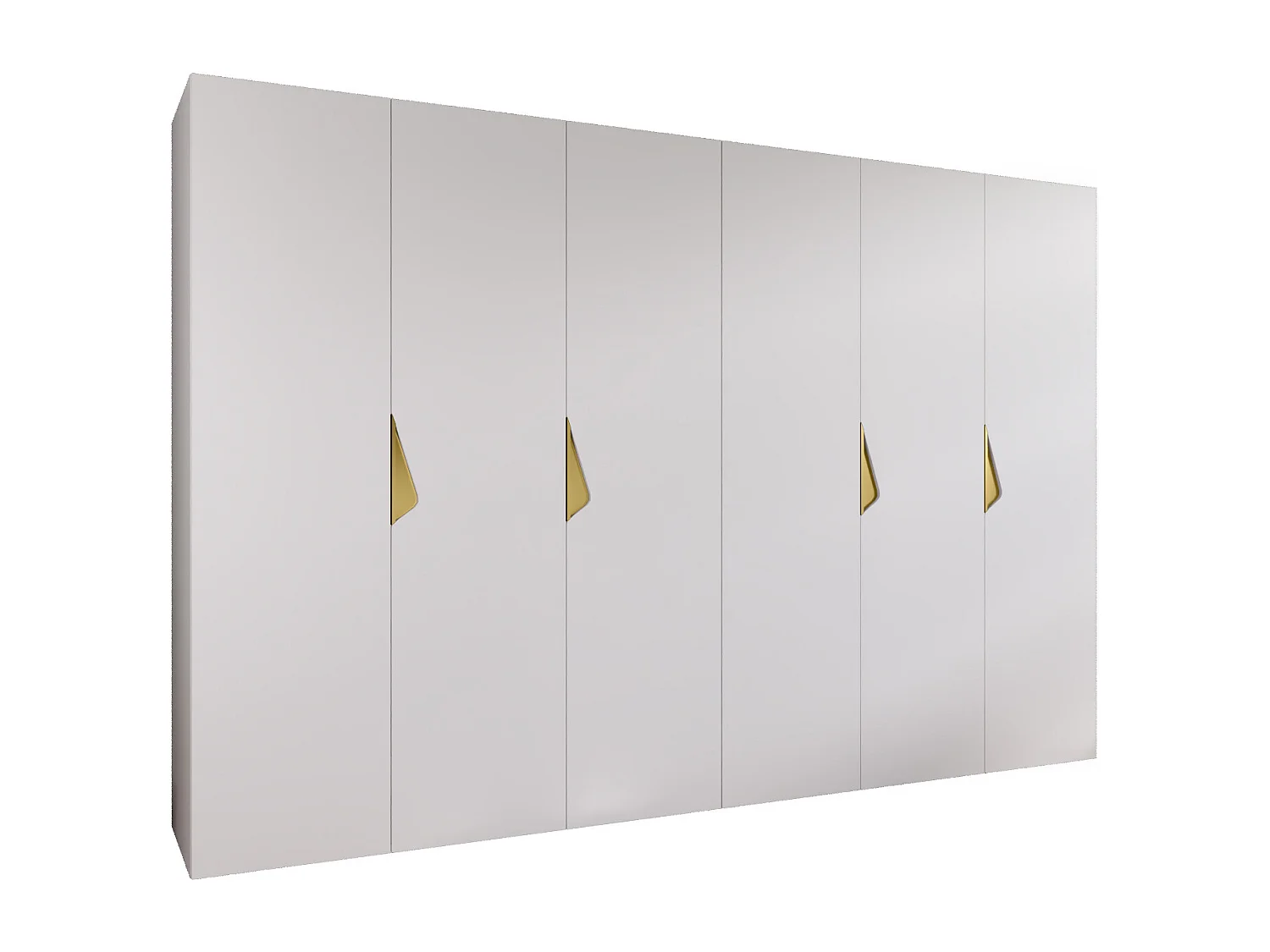 Draaideurkast Sandi 1 300 (150x2) / 202 / 52 (Wit + handgrepen: Goud)