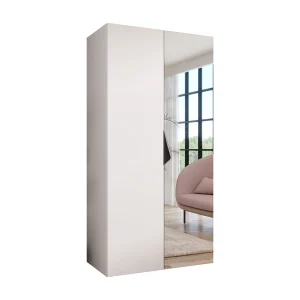 Draaideurkast Sandi 2 100 / 202 / 52 (Wit + handgrepen: Zwart)