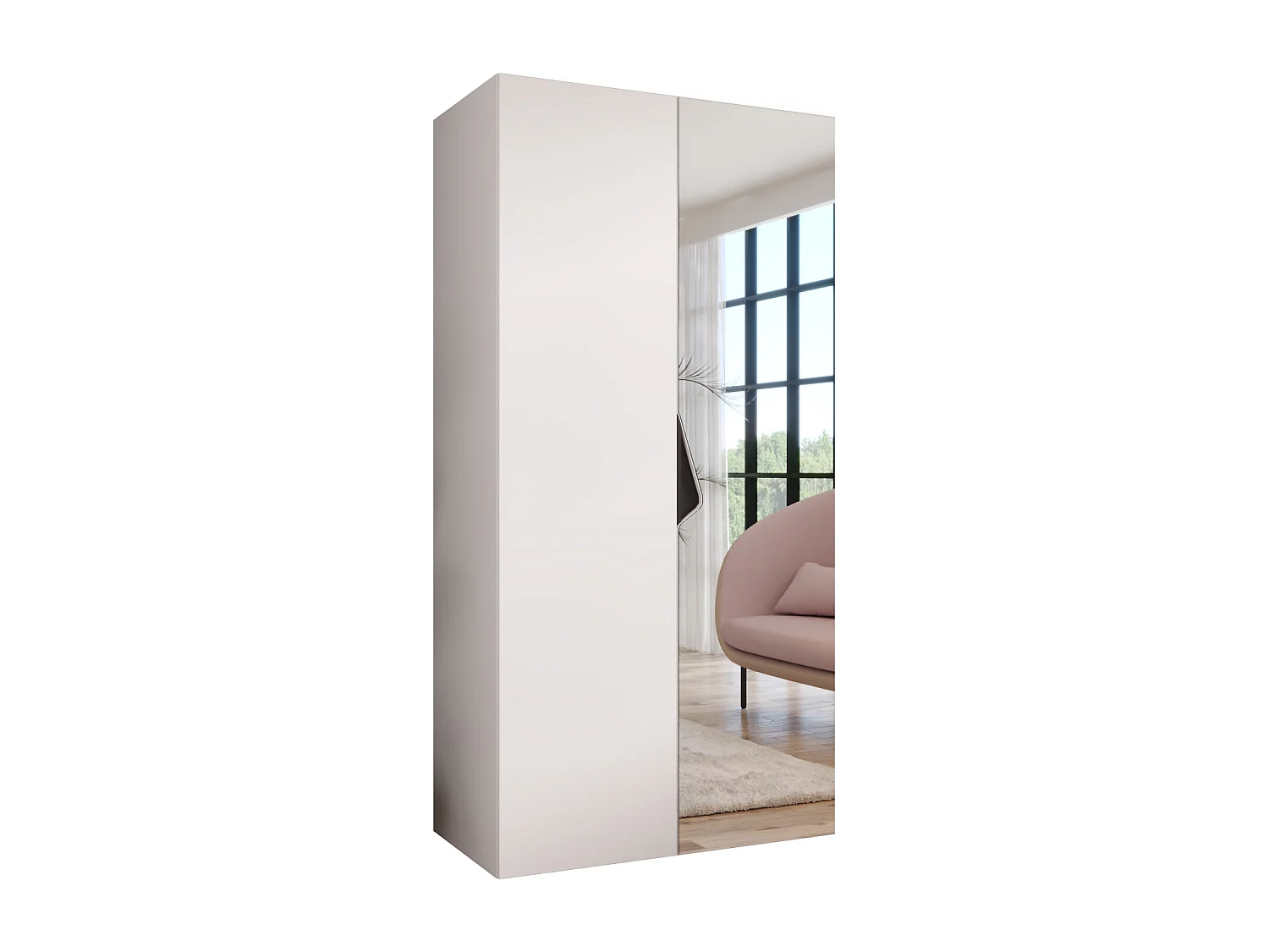 Draaideurkast Sandi 2 100 / 202 / 52 (Wit + handgrepen: Zwart)