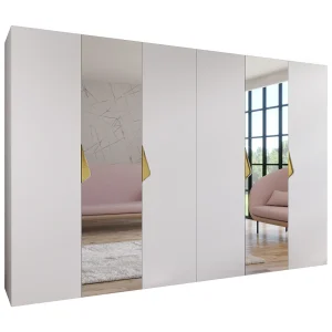 Draaideurkast Sandi 2 300 (150×2) / 202 / 52 (Wit + handgrepen: Goud) Draaideurkast Sandi 2 300 (150×2) / 202 / 52 (Wit + handgrepen: Goud)
