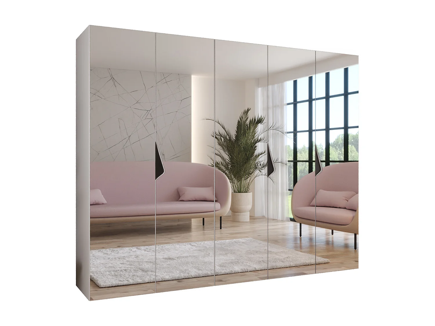 Draaideurkast Sandi 3 250 / 202 / 52 (Wit + handgrepen: Zwart)