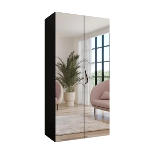 Draaideurkast Sandi 3 100 / 202 / 52 (Zwart + handgrepen: Kasjmier)