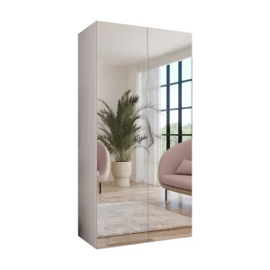 Draaideurkast Sandi 3 100 / 202 / 52 (Wit + handgrepen: Kasjmier)