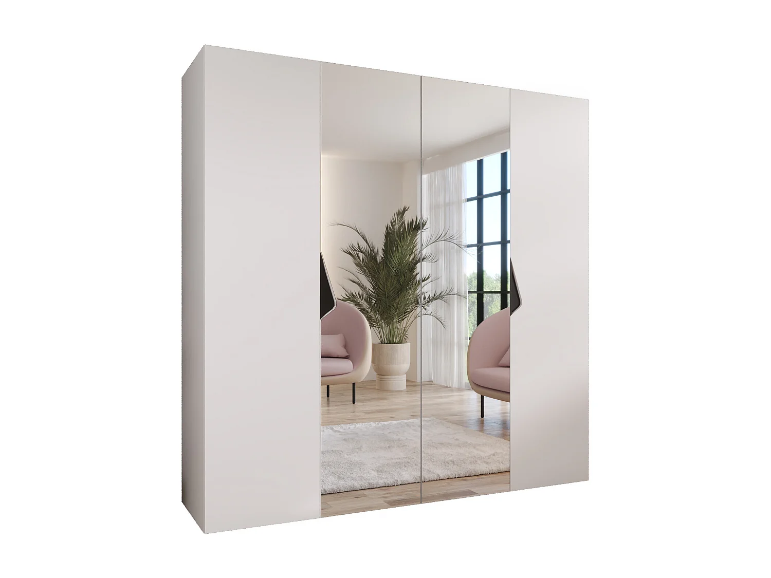 Draaideurkast Sandi 2 200 / 202 / 52 (Wit + handgrepen: Zwart)