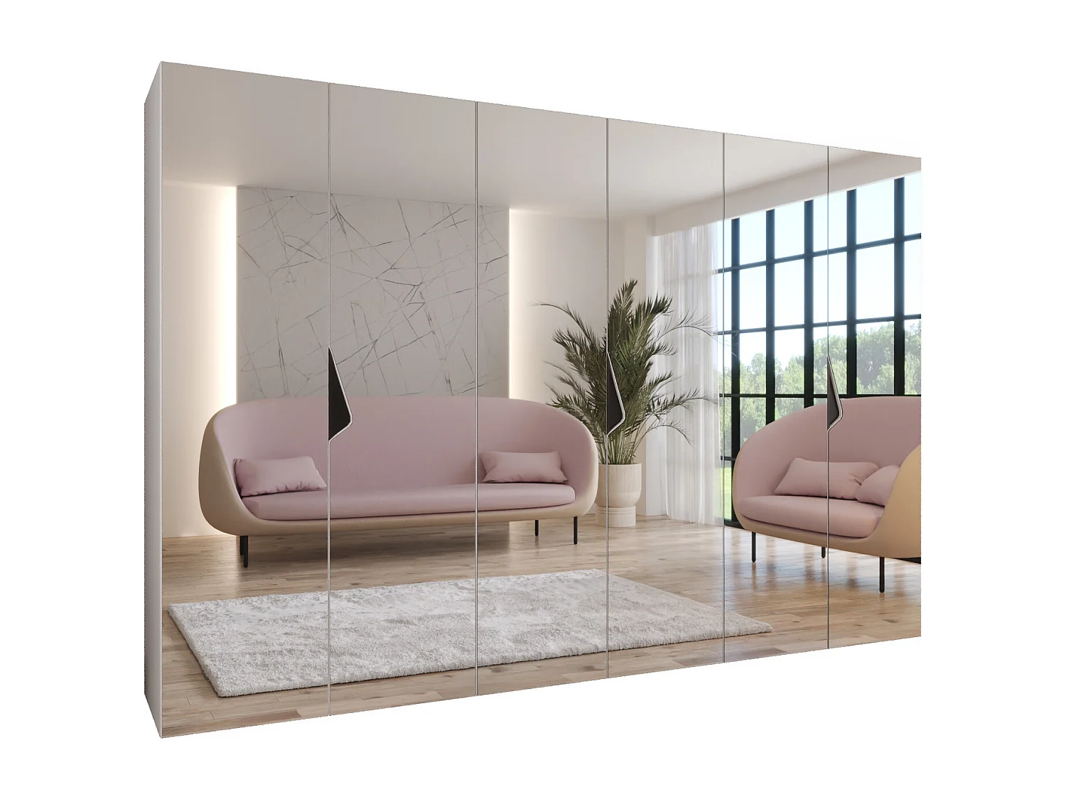 Draaideurkast Sandi 3 300 (100x3) / 202 / 52 (Wit + handgrepen: Zwart)