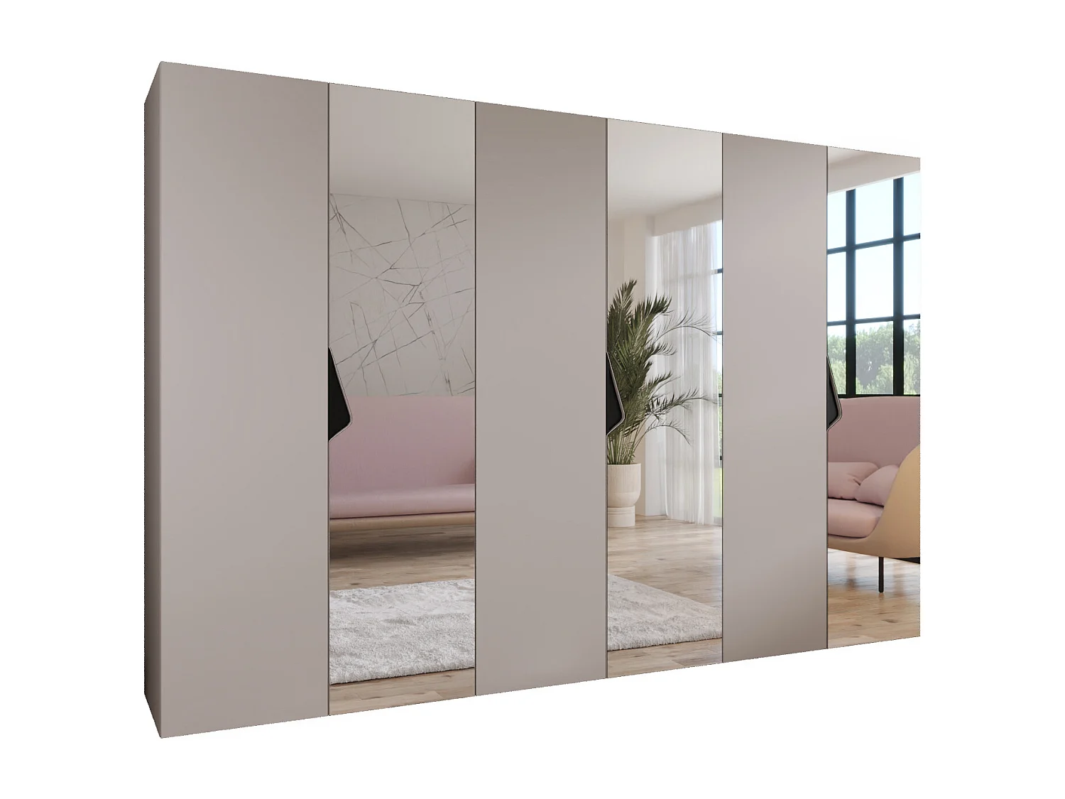 Draaideurkast Sandi 2 300 (100x3) / 202 / 52 (Kasjmier + handgrepen: Zwart)