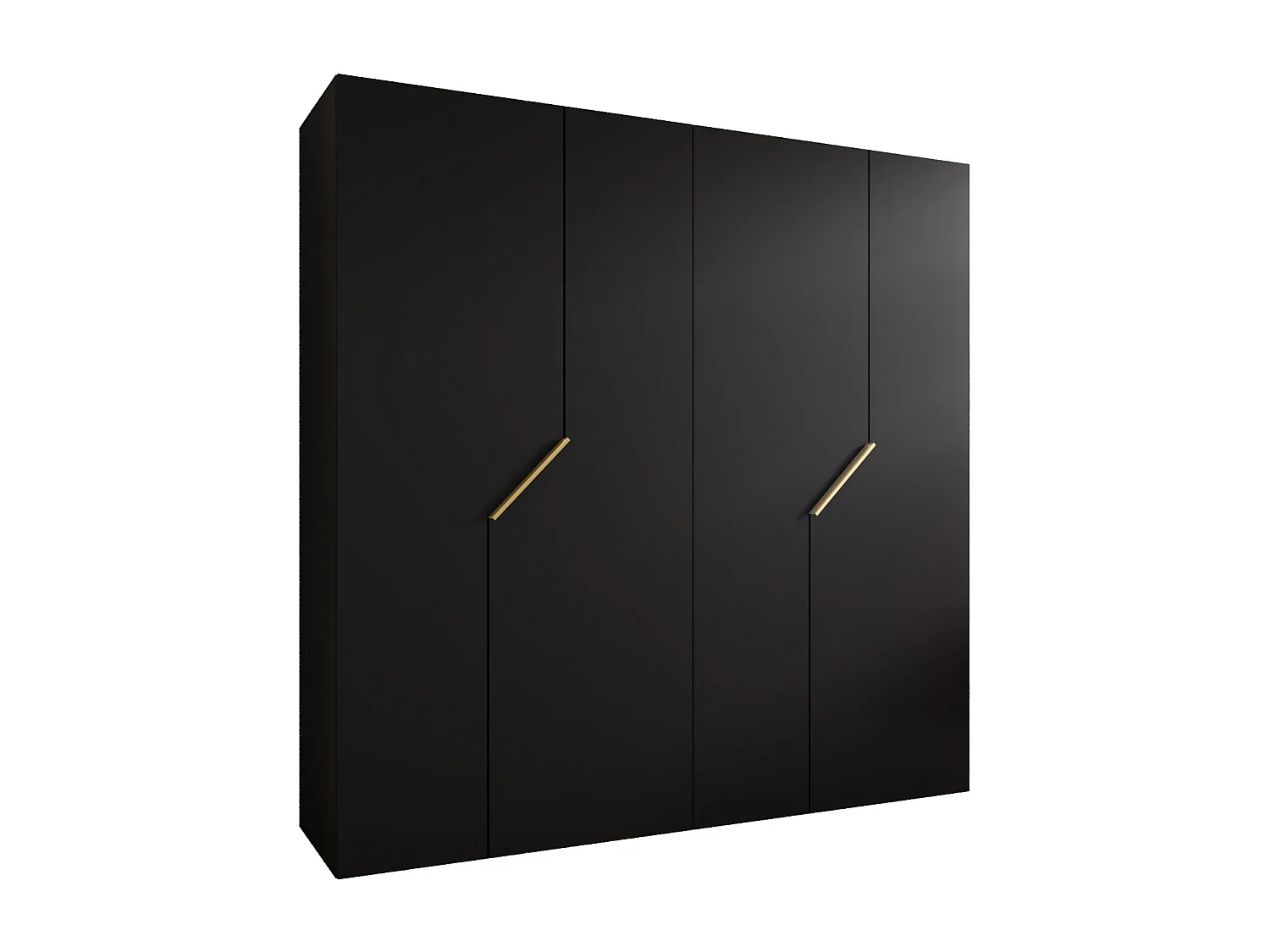Draaideurkast Andrew 1 200 / 202 / 52 (Zwart + handgrepen: Goud)