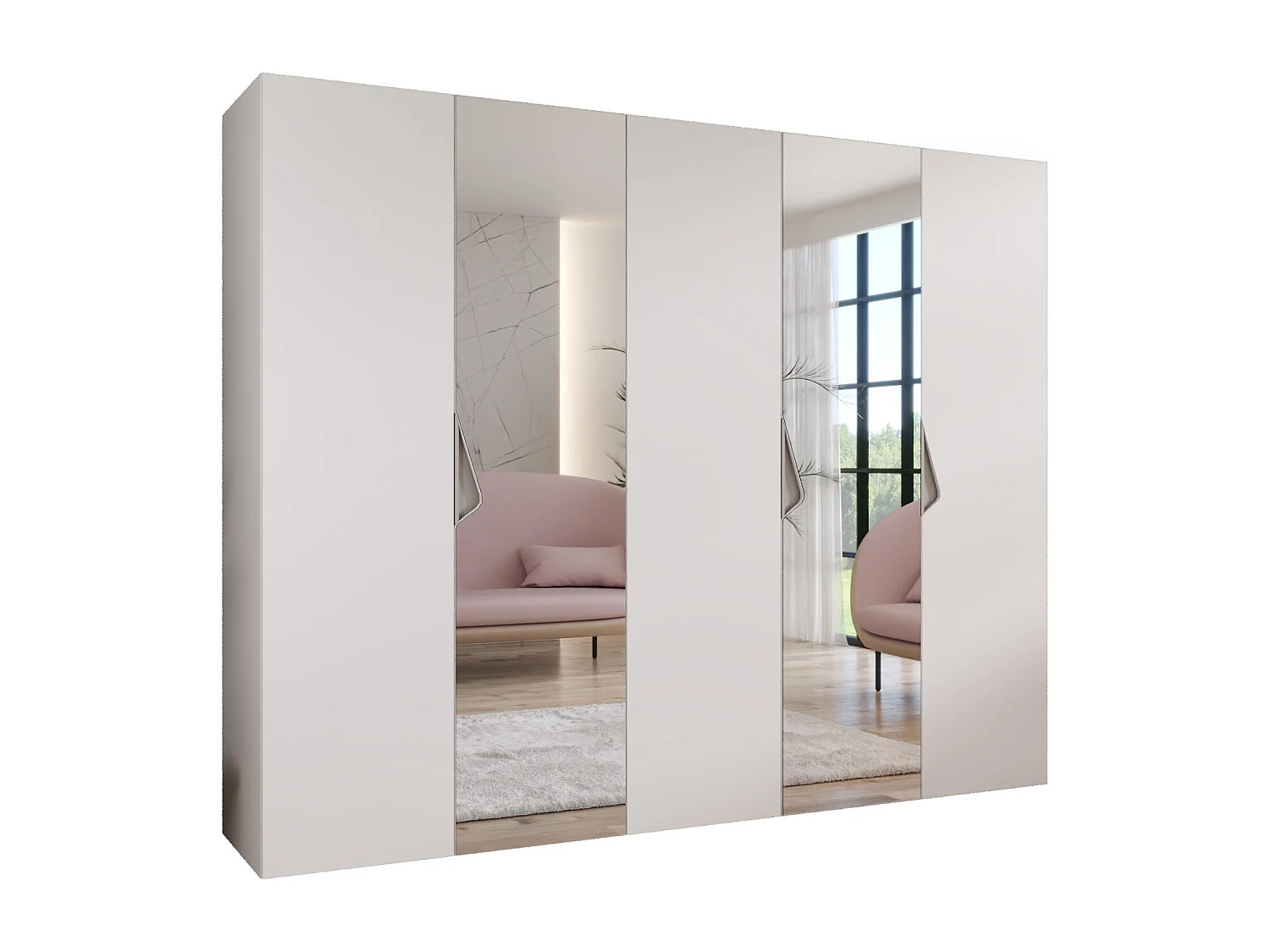 Draaideurkast Sandi 2 250 / 202 / 52 (Wit + handgrepen: Kasjmier)