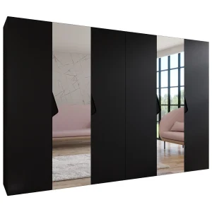 Draaideurkast Sandi 2 300 (150×2) / 202 / 52 (Zwart + handgrepen: Zwart)