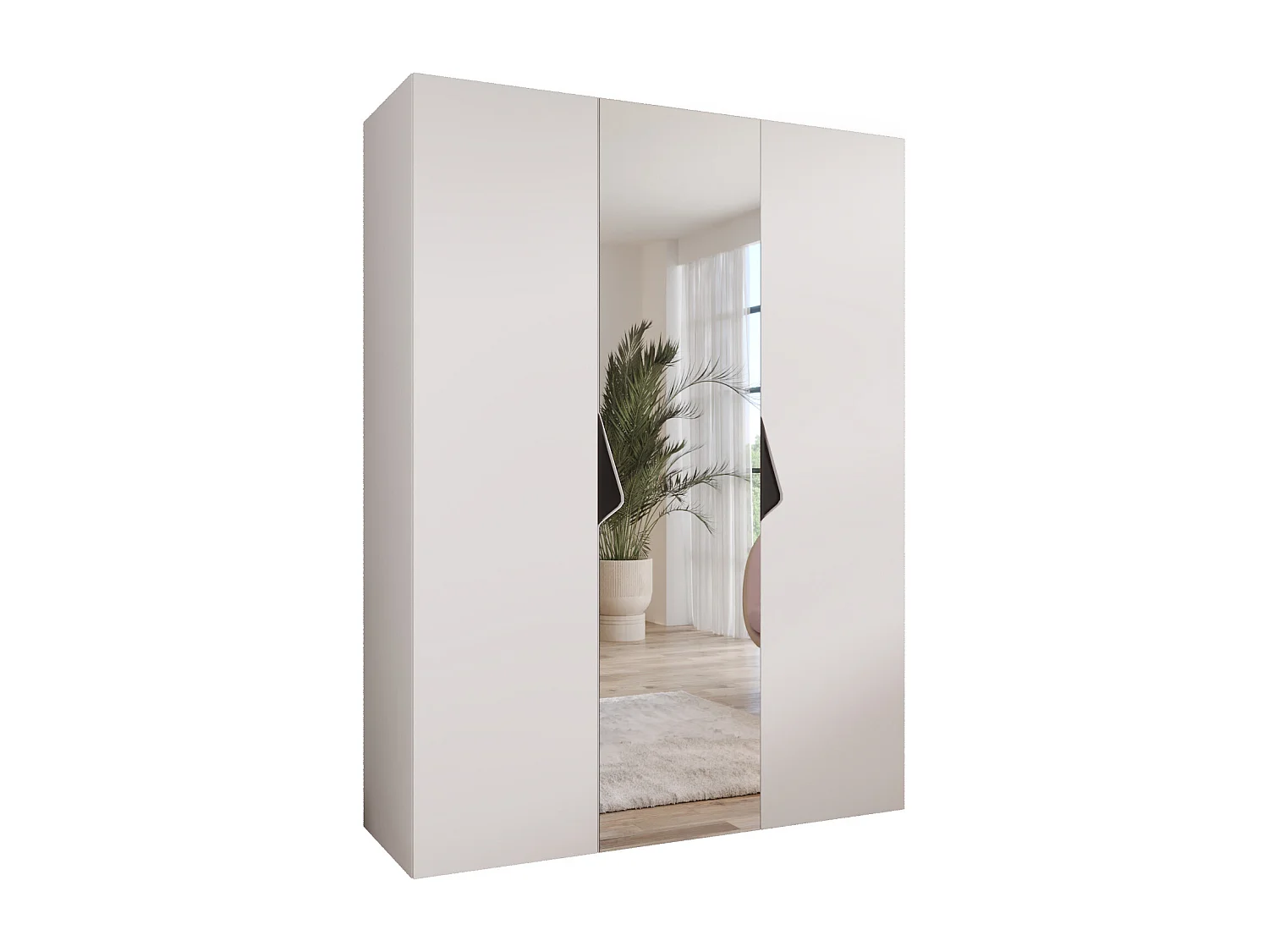 Draaideurkast Sandi 2 150 / 202 / 52 (Wit + handgrepen: Zwart)