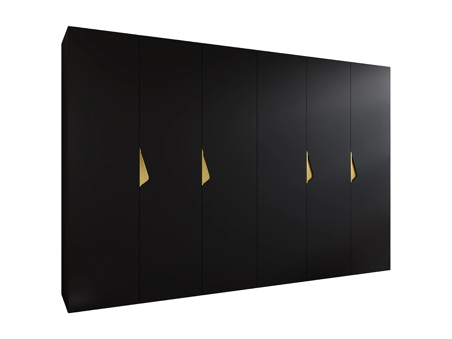 Draaideurkast Sandi 1 300 (150x2) / 202 / 52 (Zwart + handgrepen: Goud)