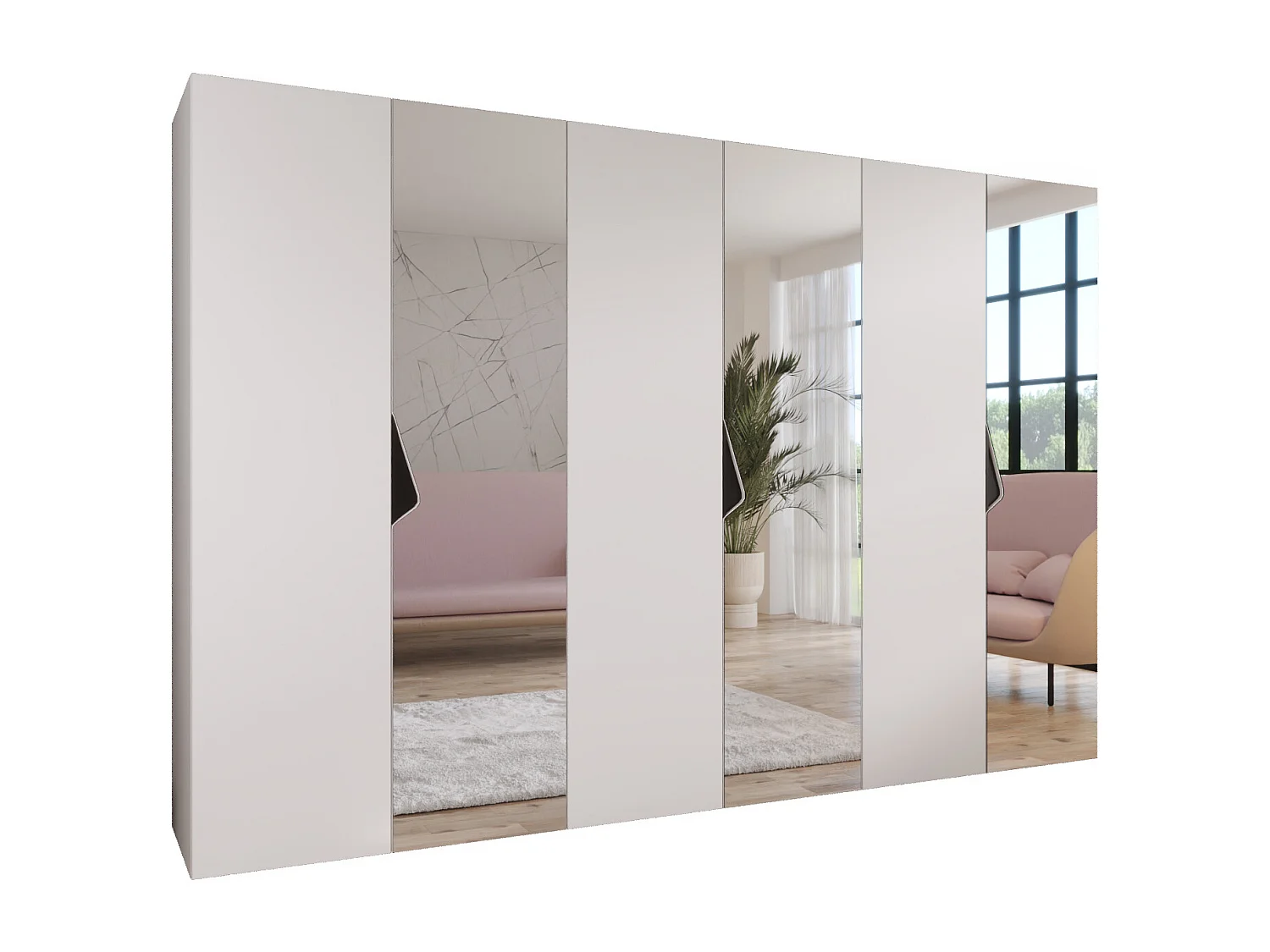 Draaideurkast Sandi 2 300 (100x3) / 202 / 52 (Wit + handgrepen: Zwart)