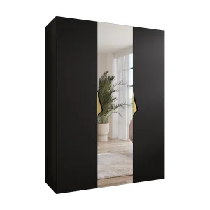 Draaideurkast Sandi 2 150 / 202 / 52 (Zwart + handgrepen: Goud)