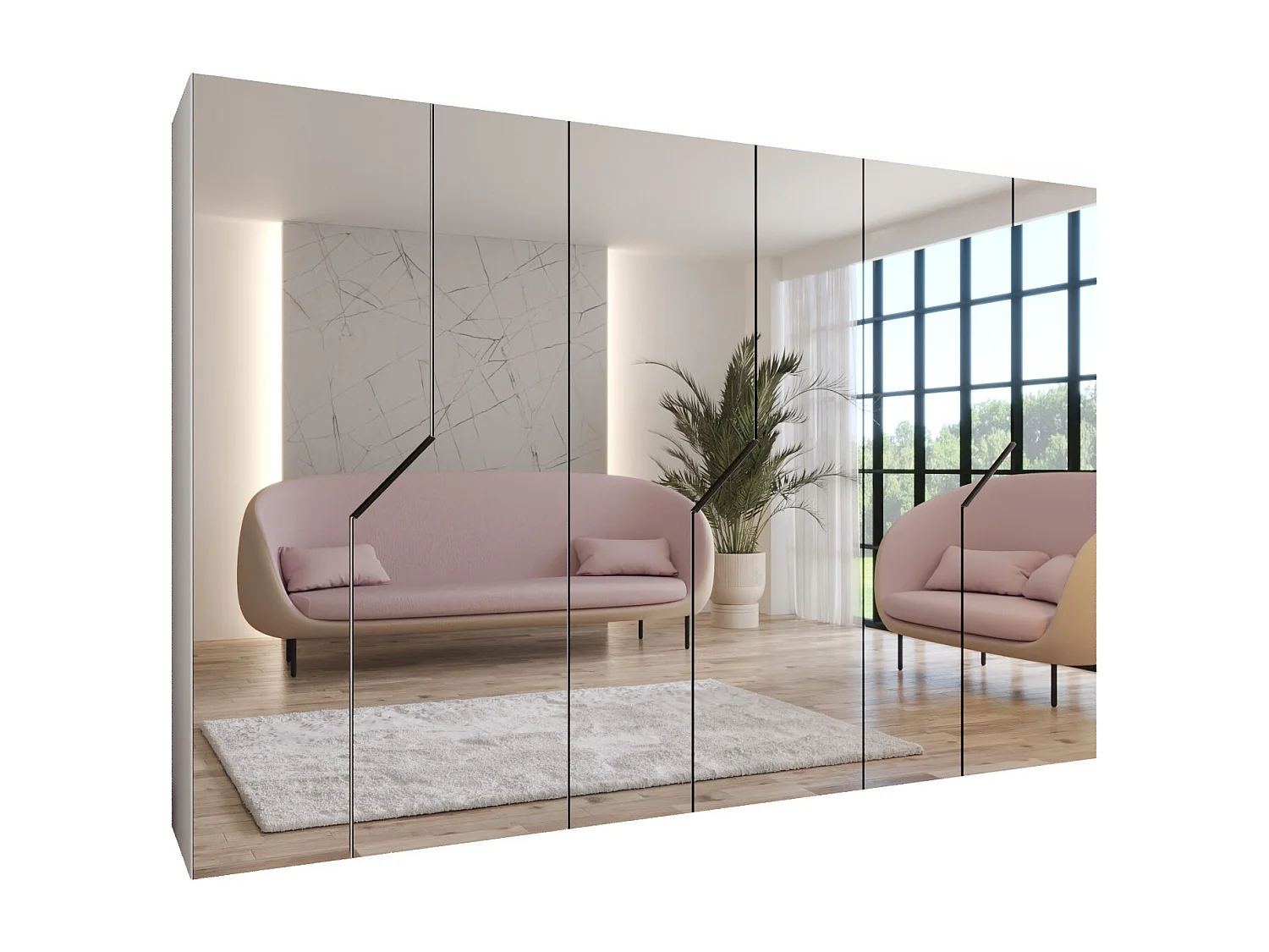 Draaideurkast Andrew 3 300 / 202 / 52 (Wit + handgrepen: Zwart)