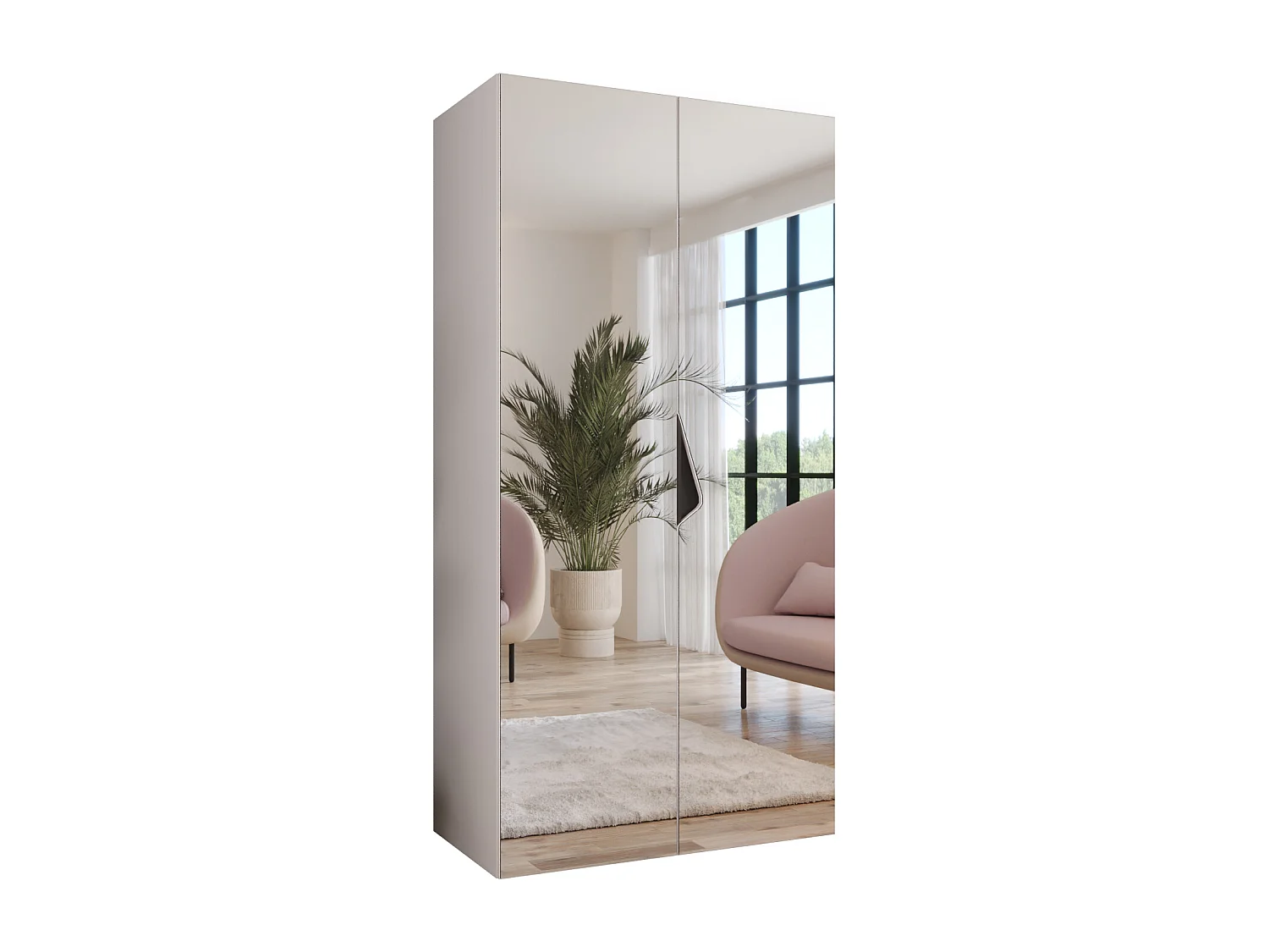 Draaideurkast Sandi 3 100 / 202 / 52 (Wit + handgrepen: Zwart)
