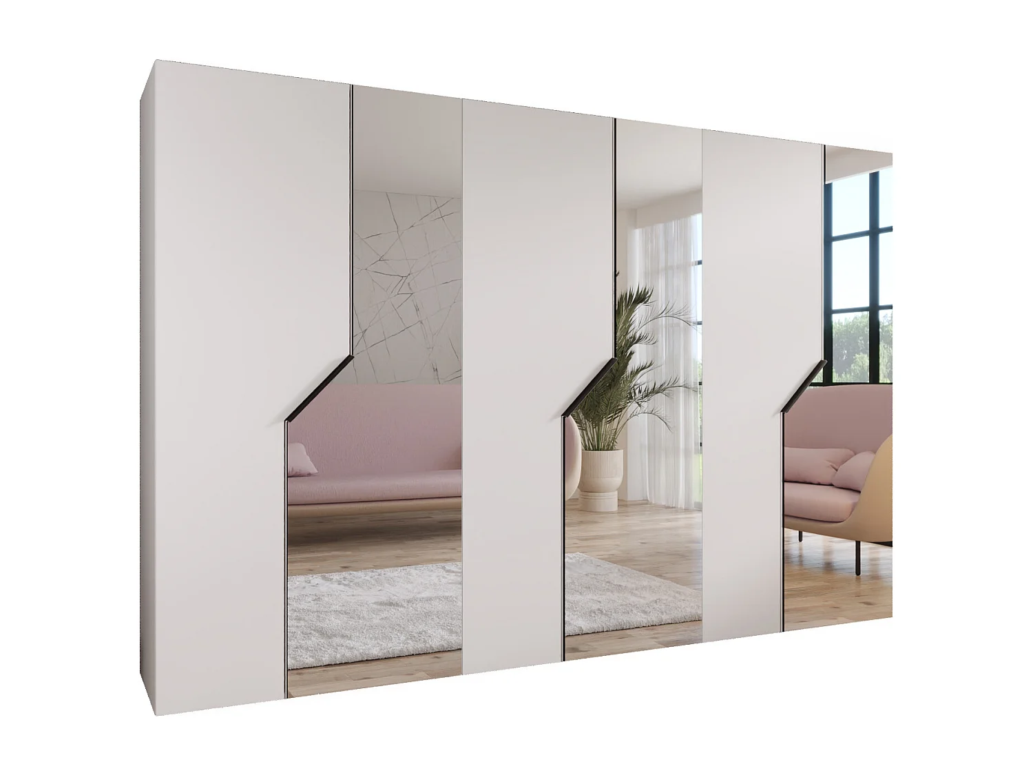 Draaideurkast Andrew 2 300 / 202 / 52 (Wit + handgrepen: Zwart)