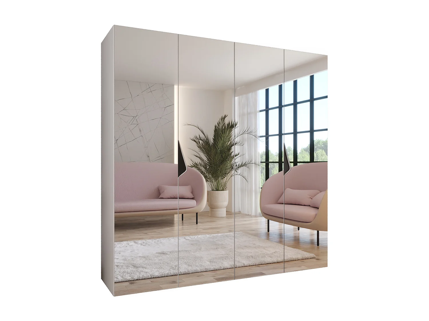 Draaideurkast Sandi 3 200 / 202 / 52 (Wit + handgrepen: Zwart)