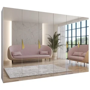 Draaideurkast Sandi 3 300 (150×2) / 202 / 52 (Wit + handgrepen: Goud) Draaideurkast Sandi 3 300 (150×2) / 202 / 52 (Wit + handgrepen: Goud)