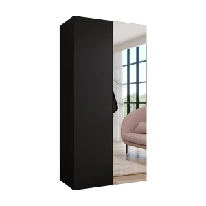 Draaideurkast Sandi 2 100 / 202 / 52 (Zwart + handgrepen: Zwart)