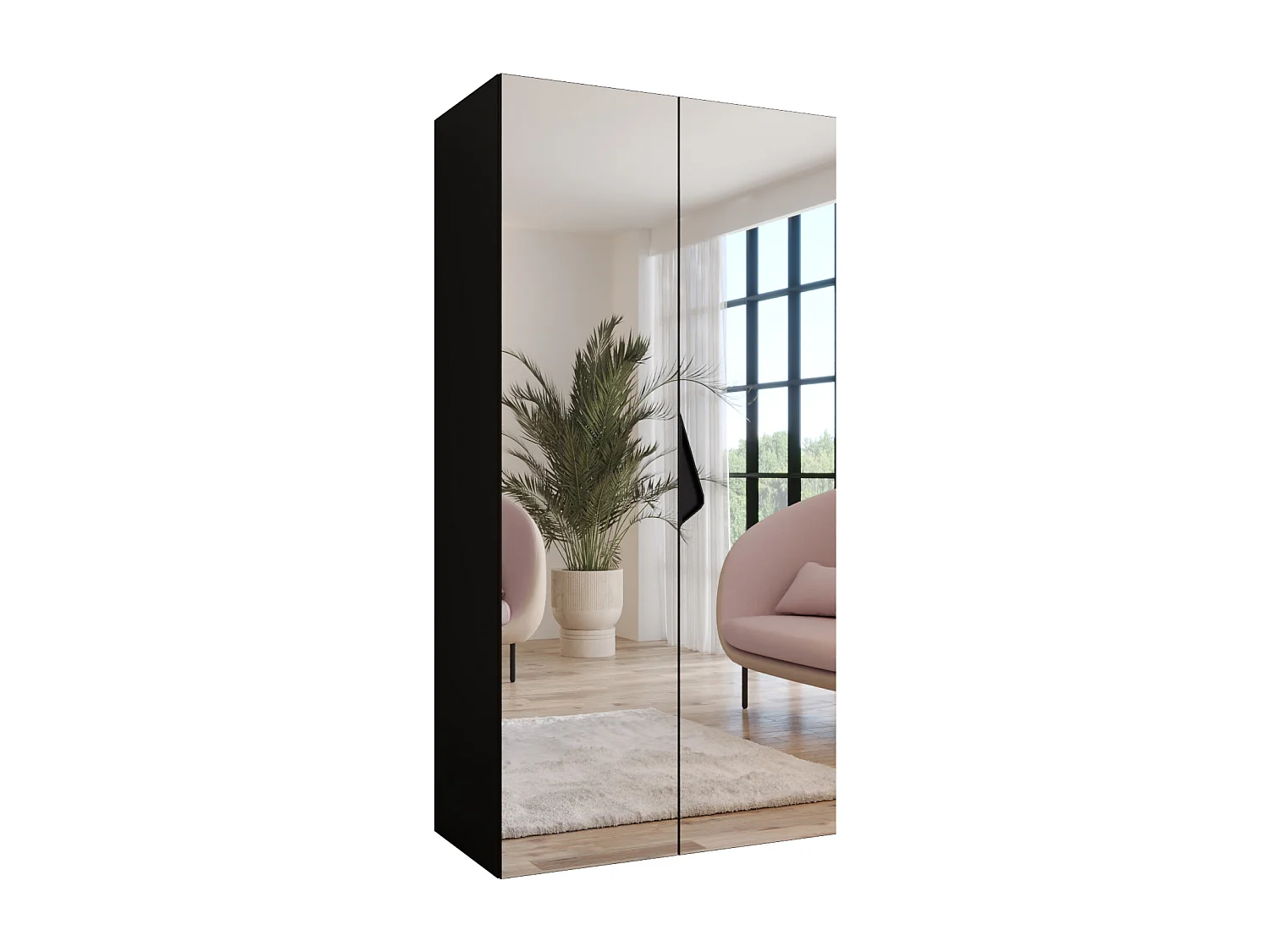 Draaideurkast Sandi 3 100 / 202 / 52 (Zwart + handgrepen: Zwart)