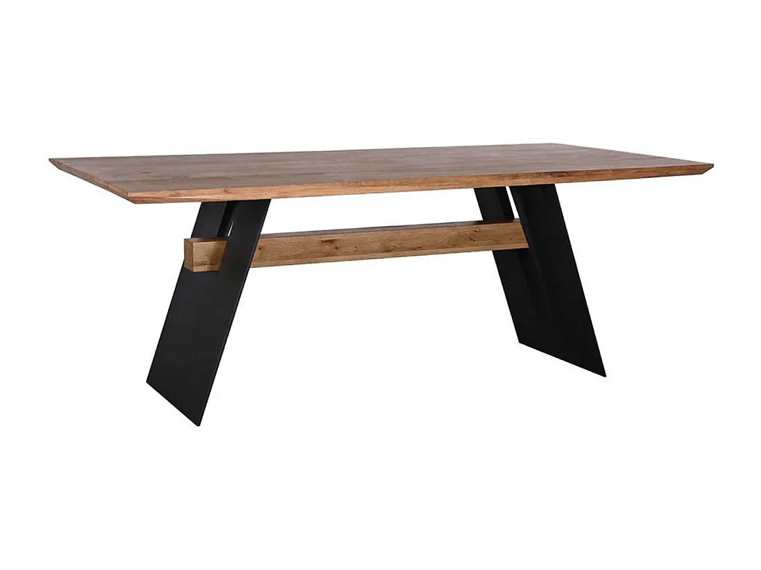 Eettafel ZENTOR 200 cm - Blad van wild eiken en zwarte metalen poten - Premium industriële stijl