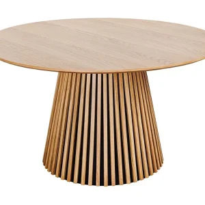 Eettafel KANOVA 120 cm – Rond blad van licht eikenhout en centrale designvoet – Hedendaagse stijl
