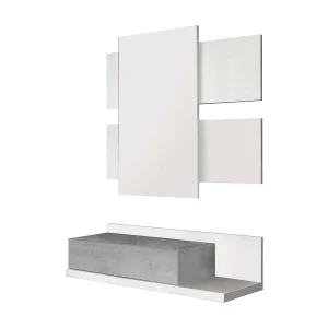 Dmora Halmeubel Erie 29x75x90cm Wit Spiegel Inclusief Lade, Plank