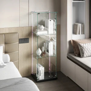 Enkele vitrine – 3 lagen, zwarte achterkant, heldere afwerking Enkele vitrine – 3 lagen, zwarte achterkant, heldere afwerking