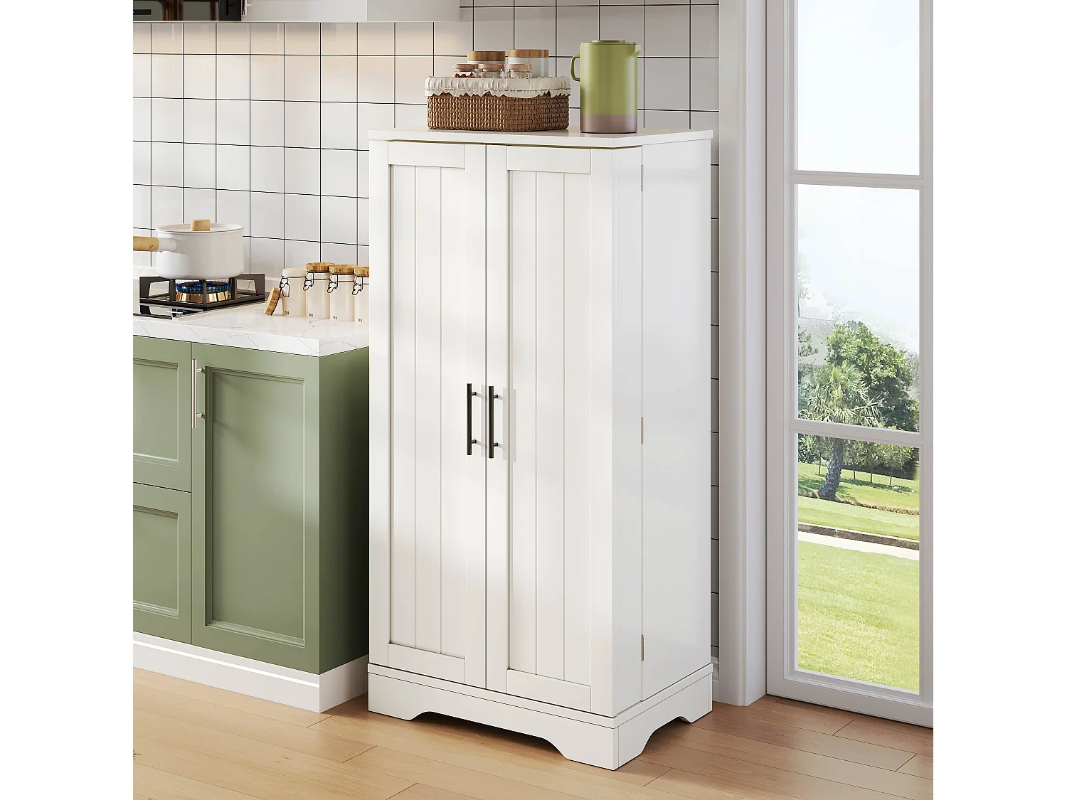 Dubbeldeurs keukenkast met kantelbeveiliging, 60 x 40 x 120 cm, wit