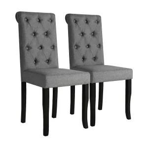 Eetkamerstoelen 2 st stof donkergrijs Eetkamerstoelen 2 st stof donkergrijs