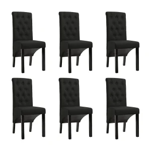 Eetkamerstoelen 6 st stof zwart