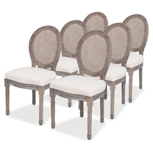 Eetkamerstoelen 6 st stof crèmekleurig Eetkamerstoelen 6 st stof crèmekleurig
