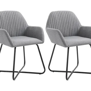 Eetkamerstoelen 2 st stof lichtgrijs Eetkamerstoelen 2 st stof lichtgrijs