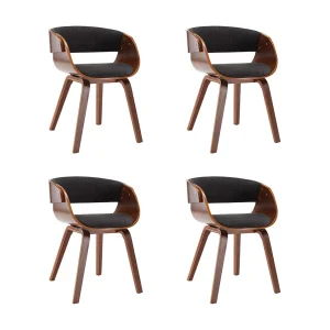 Eetkamerstoelen 4 st gebogen hout en stof grijs Eetkamerstoelen 4 st gebogen hout en stof grijs