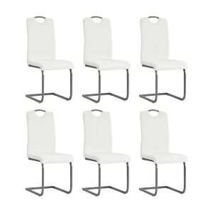 Eetkamerstoelen 6 st kunstleer wit Eetkamerstoelen 6 st kunstleer wit