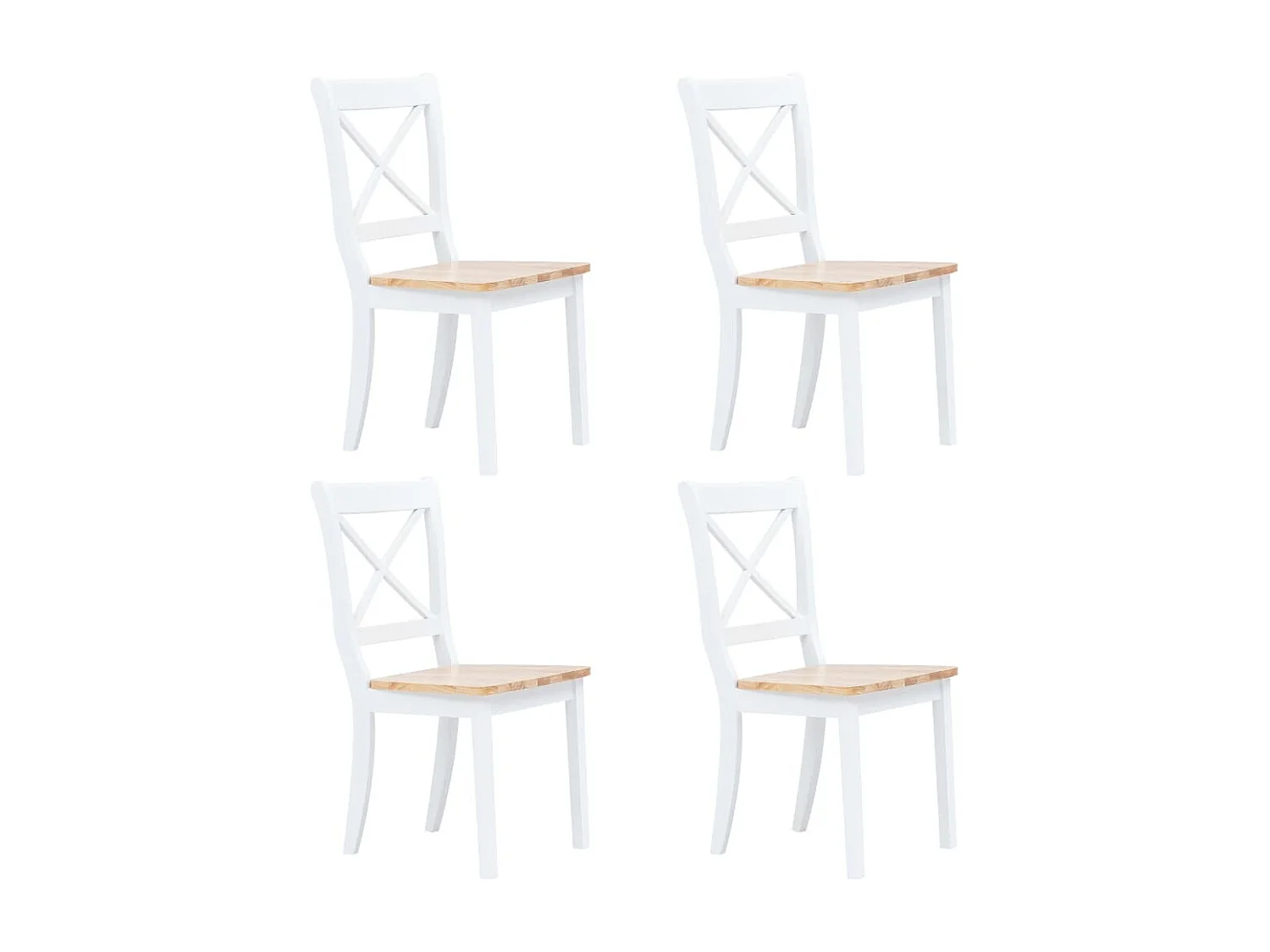 Eetkamerstoelen 4 st massief rubberwood naturel en wit