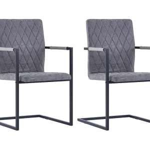 Eetkamerstoelen 2 st kunstleer donkergrijs