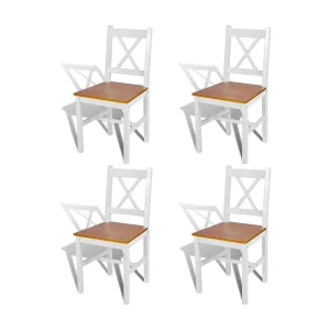 Eetkamerstoelen 4 st grenenhout wit Eetkamerstoelen 4 st grenenhout wit