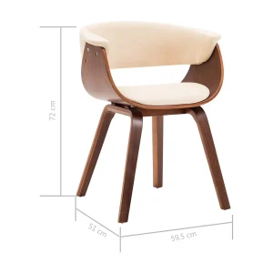 Eetkamerstoelen 6 st gebogen hout en kunstleer crème
