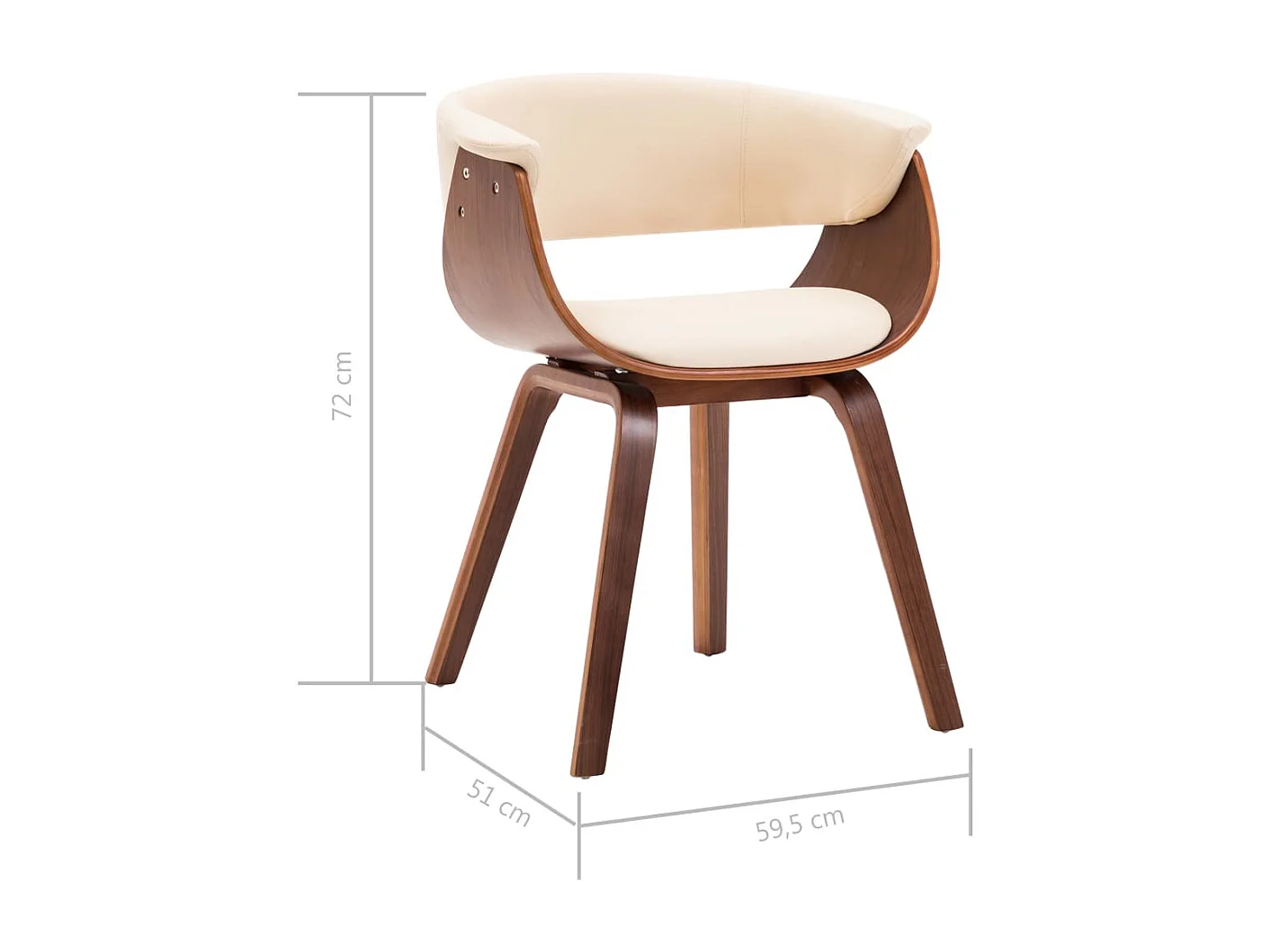 Eetkamerstoelen 6 st gebogen hout en kunstleer crème