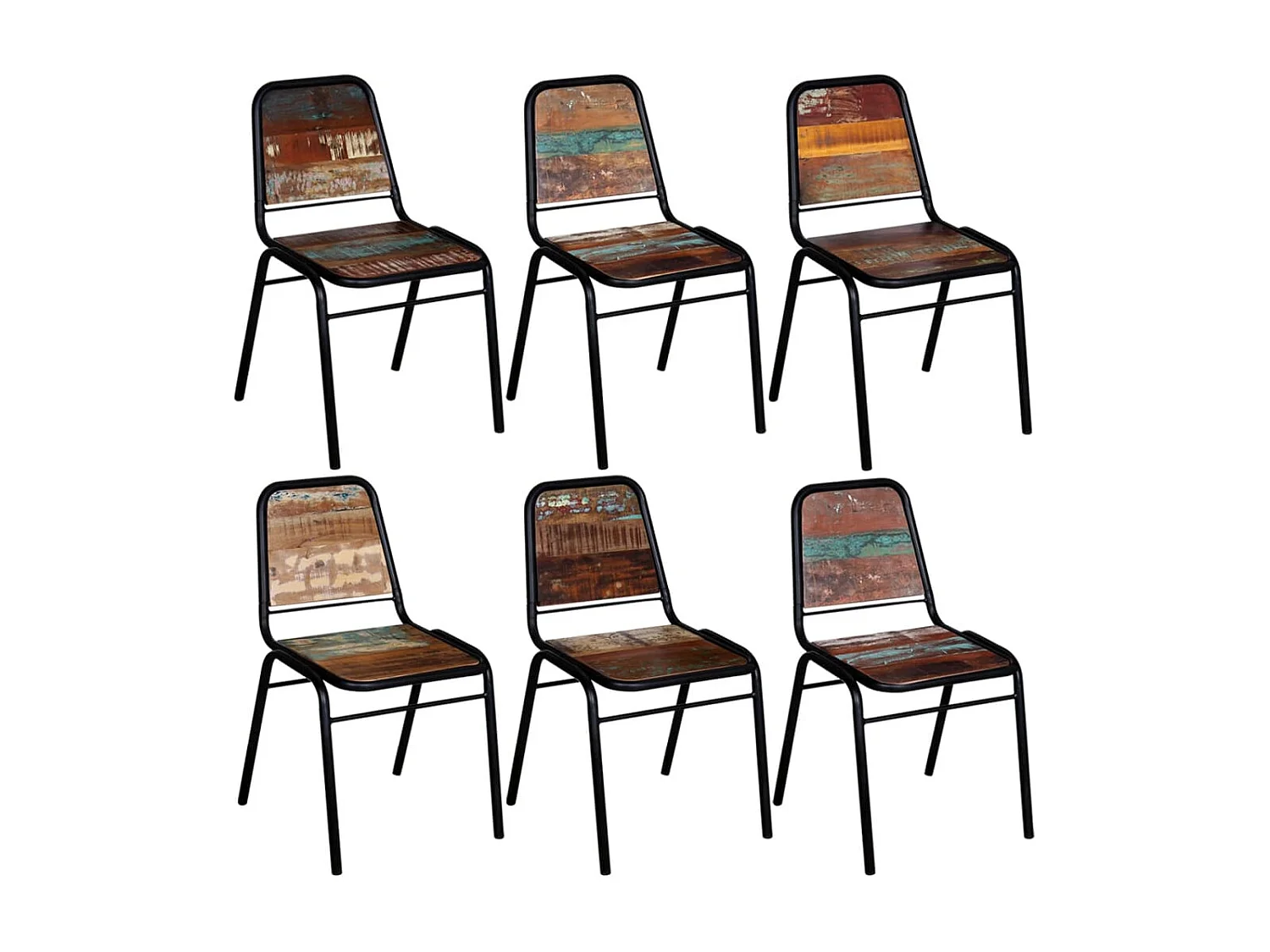 Eetkamerstoelen 6 st massief gerecycled hout