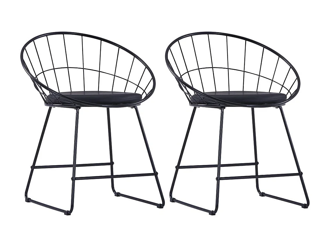 Eetkamerstoelen met kunstleren zittingen 2 st staal zwart