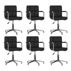 Eetkamerstoelen draaibaar 6 st kunstleer zwart