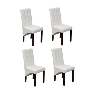 Eetkamerstoelen 4 st kunstleer wit