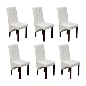 Eetkamerstoelen 6 st kunstleer wit Eetkamerstoelen 6 st kunstleer wit