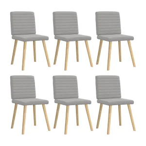 Eetkamerstoelen 6 st stof wolk grijs