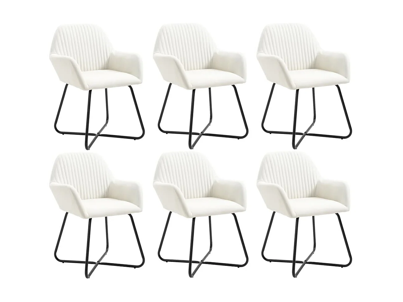 Eetkamerstoelen 6 st stof crèmekleurig