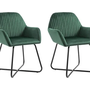 Eetkamerstoelen 2 st fluweel groen