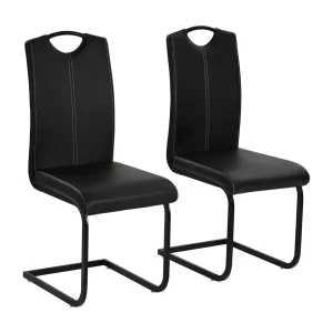 Eetkamerstoelen 2 st kunstleer zwart Eetkamerstoelen 2 st kunstleer zwart