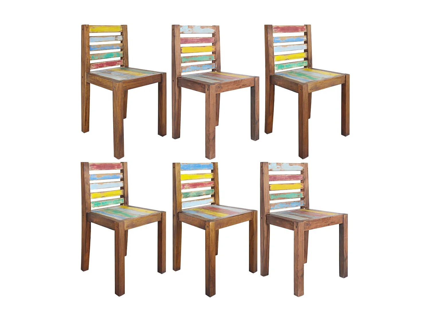 Eetkamerstoelen 6 st massief gerecycled hout